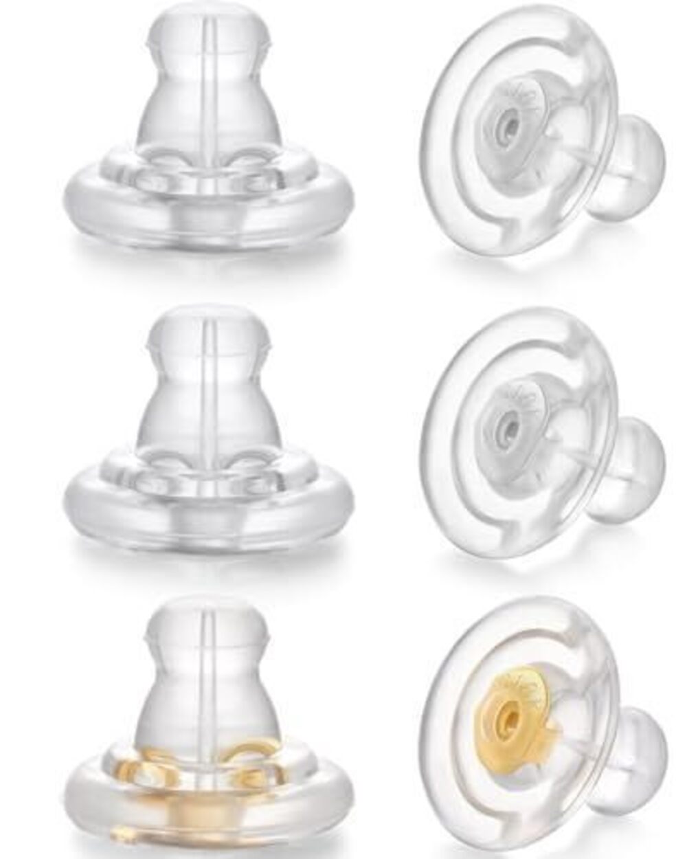 7668 Silicone Earring Backs, 6pcs 18K Gold Silicone Earring Backs